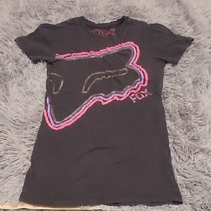 VINTAGE Y2K  FOX GIRLS Tee in Black with Pink and Purple Highlights